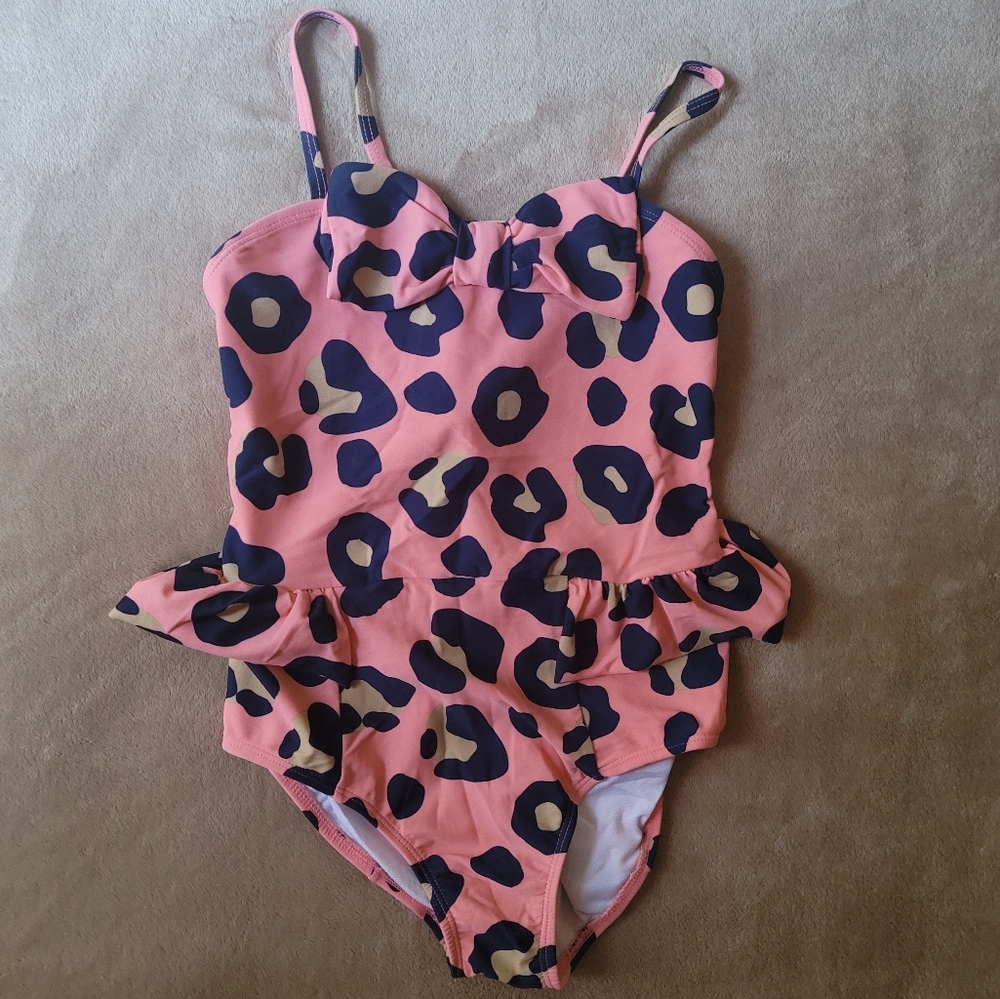 Janie & Jack Pink Leopard Girl Swimsuit Size 10 - Picture 2 of 4